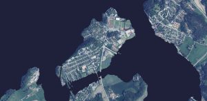 Salo saarena 300 jKr. ortokuvana. Kuvakaappaus muinaismuistot.info-sivuston maannousukartasta. Kuva: Muinaismuistot.info