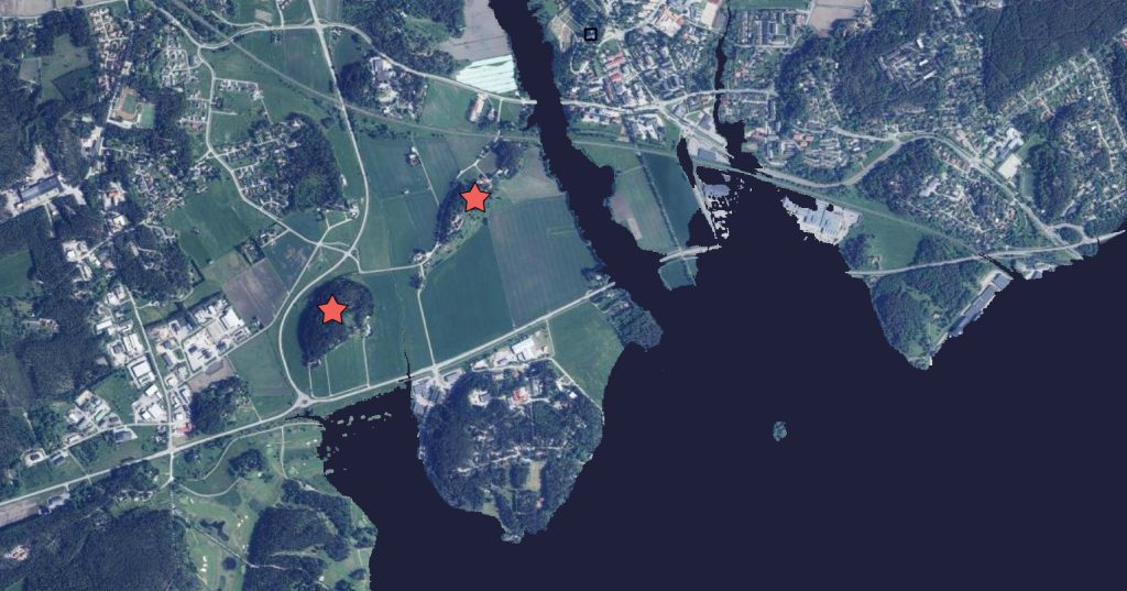 Ortokuva Halikonlahden pohjukasta merovingiajalla eli noin 600-luvulla. Iilikenmäki on pyöreä niemi Halikonjoen suulla. Kuvaan on merkitty tähdin Rikalan Linnamäki ja Rikalanmäki.