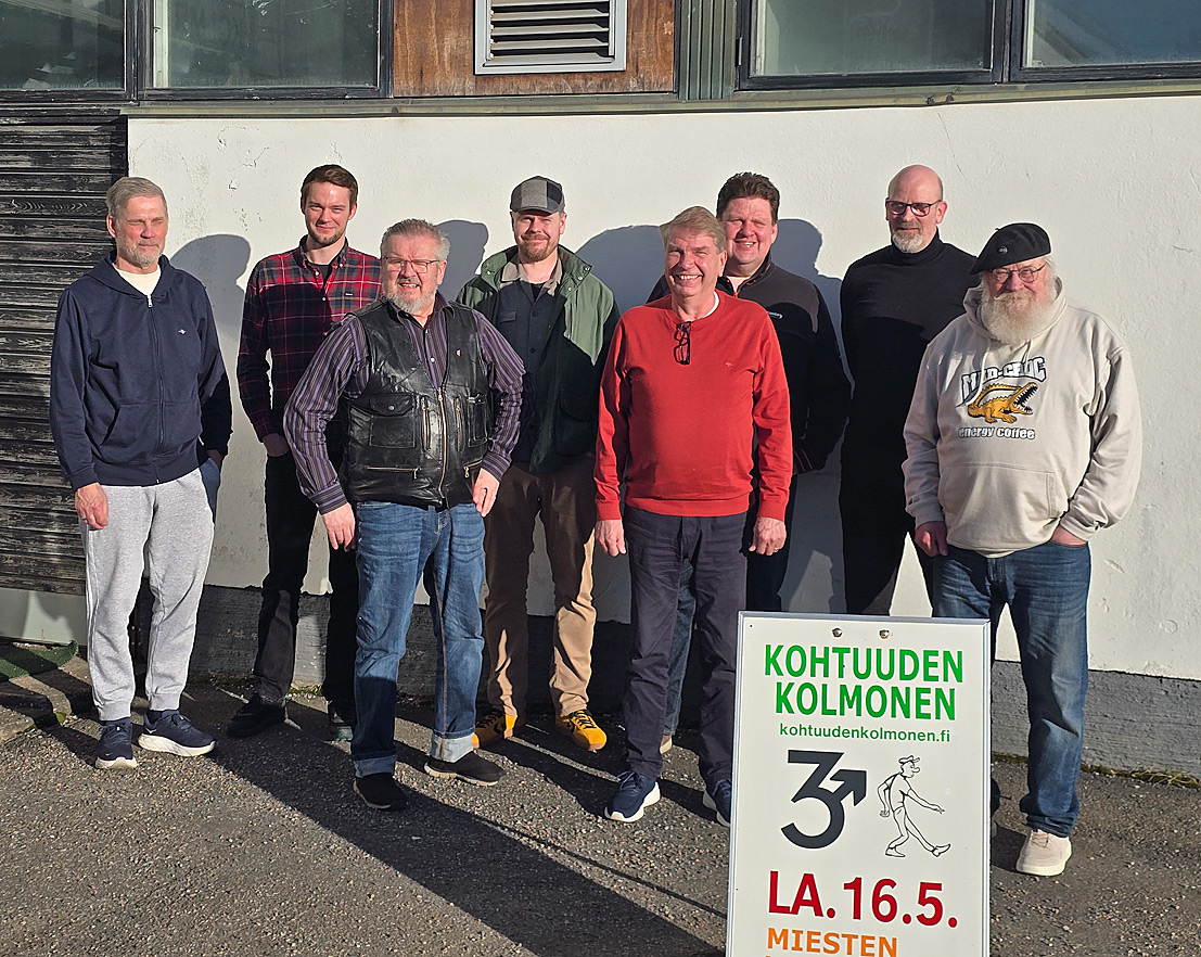 Harri Lehti, Jesse Vahala, Markku Kotamäki, Ville Kotamäki, Tapani Aro, Juha Talviniemi, Juha Himanto ja Hanski Suominen ovat suunnitelleet tämänvuotisen Kohtuuden Kolmosen reitin hieman uudella tavalla.