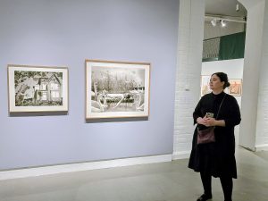 Ruotsalainen kuvataiteilija Helena Blomqvist esitteli Salon Taidemuseossa avattua näyttelyään englanniksi. Uusi ystäväni – The New Friend koostuu viidestä kokonaisuudesta.